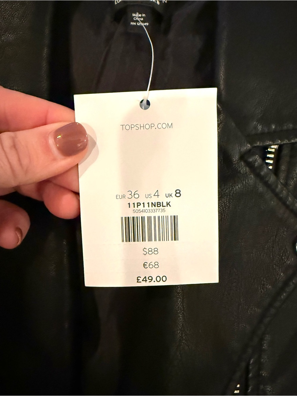 NWT Topshop Black Faux Leather Moto Biker Jacket Size 4 - Picture 9 of 9